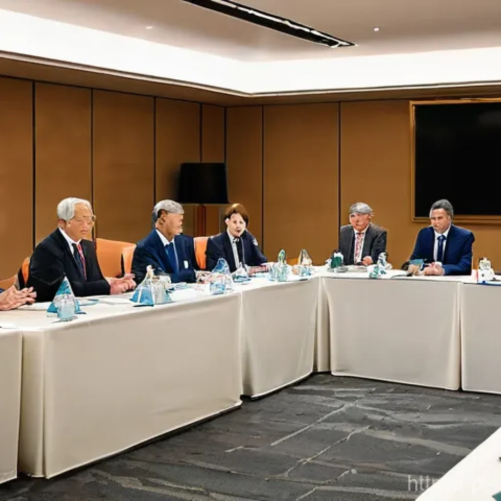 국제커뮤니케이션 전문 분야 세부 직무 - **A high-stakes international diplomacy meeting.**
* **Description:** A professional, well-lit...