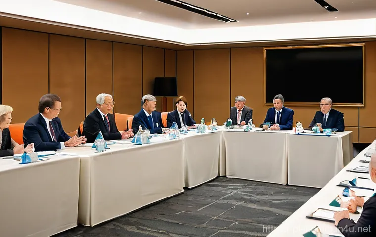 국제커뮤니케이션 전문 분야 세부 직무 - **A high-stakes international diplomacy meeting.**
    *   **Description:** A professional, well-lit...
