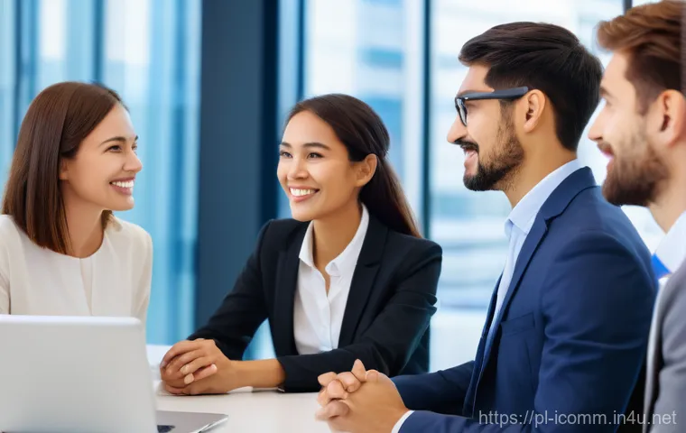 국제커뮤니케이션 커리어 성장 전략 - **Prompt: Global Networking and Empathy in a Modern Setting**
    "A diverse group of 3-4 young to m...