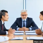 Home 22 국제커뮤니케이션 분야의 윤리적 이슈 - A professional multicultural business meeting scene featuring diverse participants from Poland, Japa...
