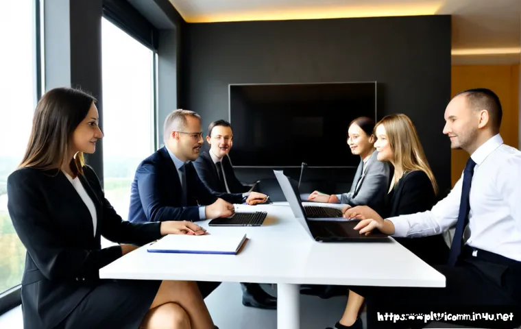 Home 13 국제커뮤니케이션 글로벌 팀워크 - Photorealistic international business team collaborating around a bright modern conference table in ...